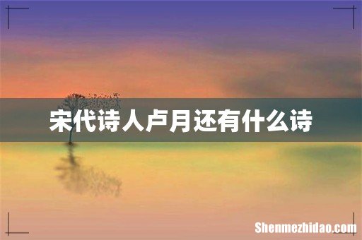 宋代诗人卢月还有什么诗