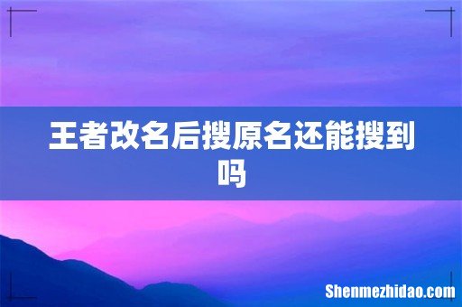 王者改名后搜原名还能搜到吗