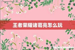 王者荣耀诸葛亮怎么玩