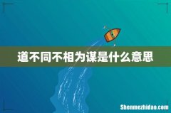 道不同不相为谋是什么意思