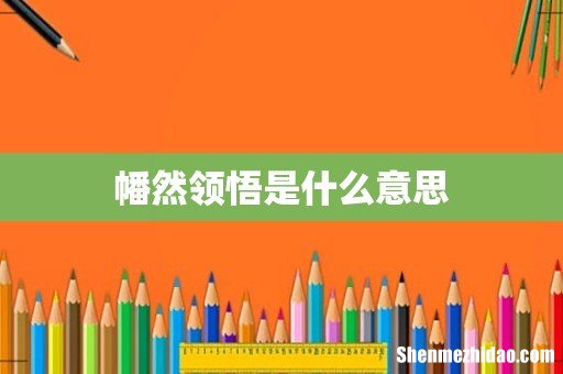 幡然领悟是什么意思