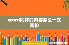 word同样的内容怎么一式两份