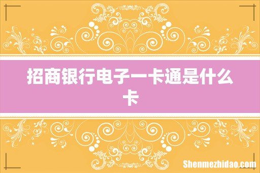 招商银行电子一卡通是什么卡