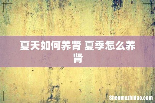 夏天如何养肾 夏季怎么养肾