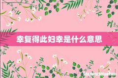 幸复得此妇幸是什么意思