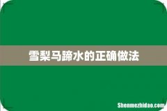 雪梨马蹄水的正确做法