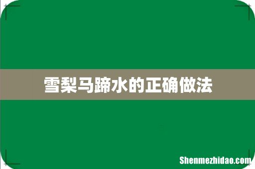 雪梨马蹄水的正确做法