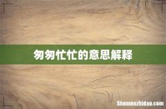 匆匆忙忙的意思解释