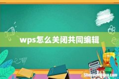 wps怎么关闭共同编辑
