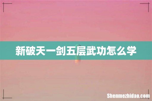 新破天一剑五层武功怎么学