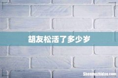 胡友松活了多少岁