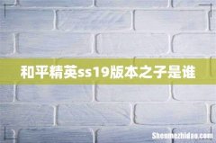和平精英ss19版本之子是谁