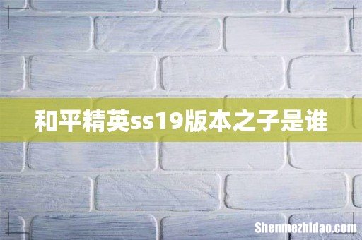 和平精英ss19版本之子是谁