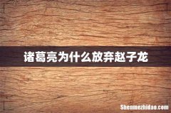 诸葛亮为什么放弃赵子龙