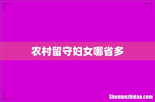 农村留守妇女哪省多