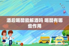 酒后喝醋能解酒吗 喝醋有哪些作用