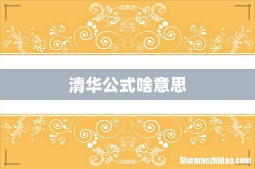 清华公式啥意思