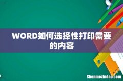 WORD如何选择性打印需要的内容