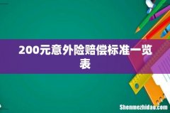 200元意外险赔偿标准一览表