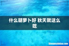 什么胡萝卜好 秋天就这么吃