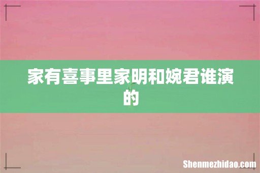 家有喜事里家明和婉君谁演的