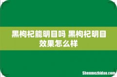 黑枸杞能明目吗 黑枸杞明目效果怎么样