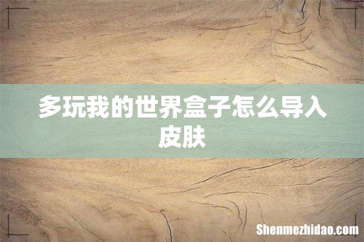 多玩我的世界盒子怎么导入皮肤