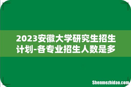 2023安徽大学研究生招生计划-各专业招生人数是多少
