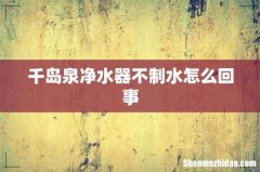 千岛泉净水器不制水怎么回事