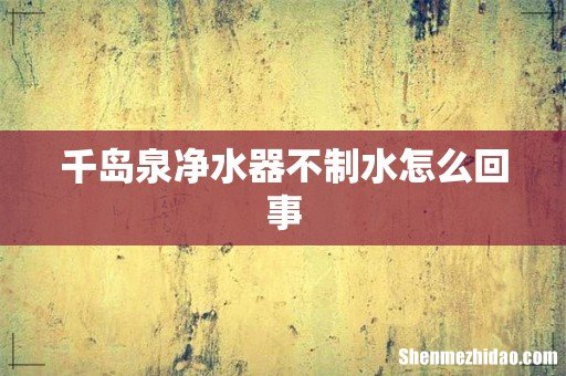千岛泉净水器不制水怎么回事