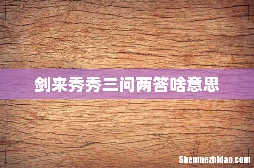 剑来秀秀三问两答啥意思