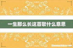 一生那么长这首歌什么意思