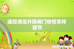 遥控液压升降阀门快慢怎样调节