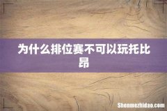 为什么排位赛不可以玩托比昂