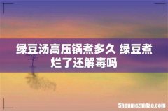 绿豆汤高压锅煮多久 绿豆煮烂了还解毒吗