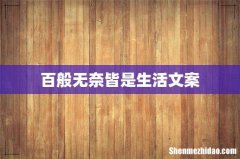 百般无奈皆是生活文案