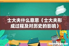 士大夫形成过程及对历史的影响 士大夫什么意思