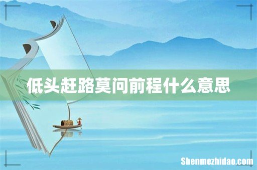 低头赶路莫问前程什么意思