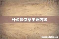 什么是文章主要内容