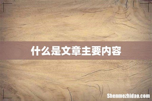 什么是文章主要内容