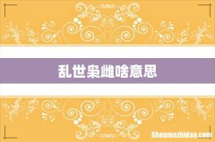 乱世枭雌啥意思