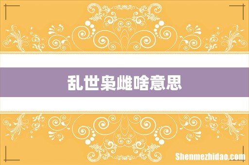 乱世枭雌啥意思