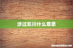 涉过忘川什么意思