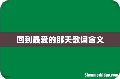 回到最爱的那天歌词含义