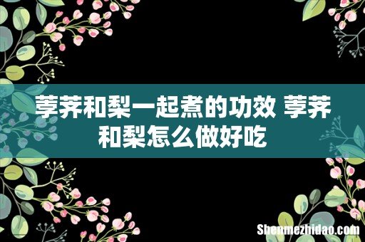 荸荠和梨一起煮的功效 荸荠和梨怎么做好吃