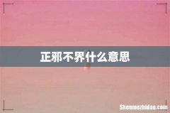 正邪不界什么意思