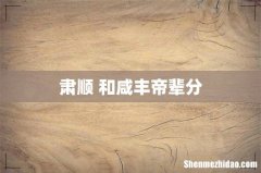 肃顺 和咸丰帝辈分