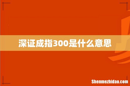 深证成指300是什么意思