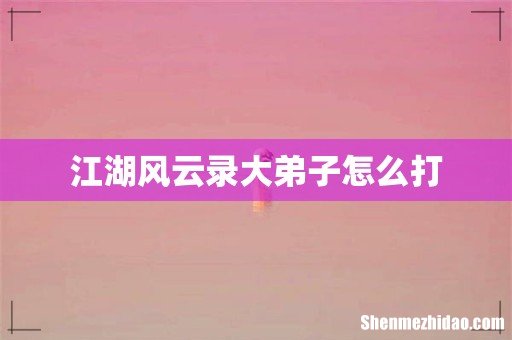 江湖风云录大弟子怎么打