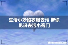 生活小妙招衣服去污 带你见识去污小窍门